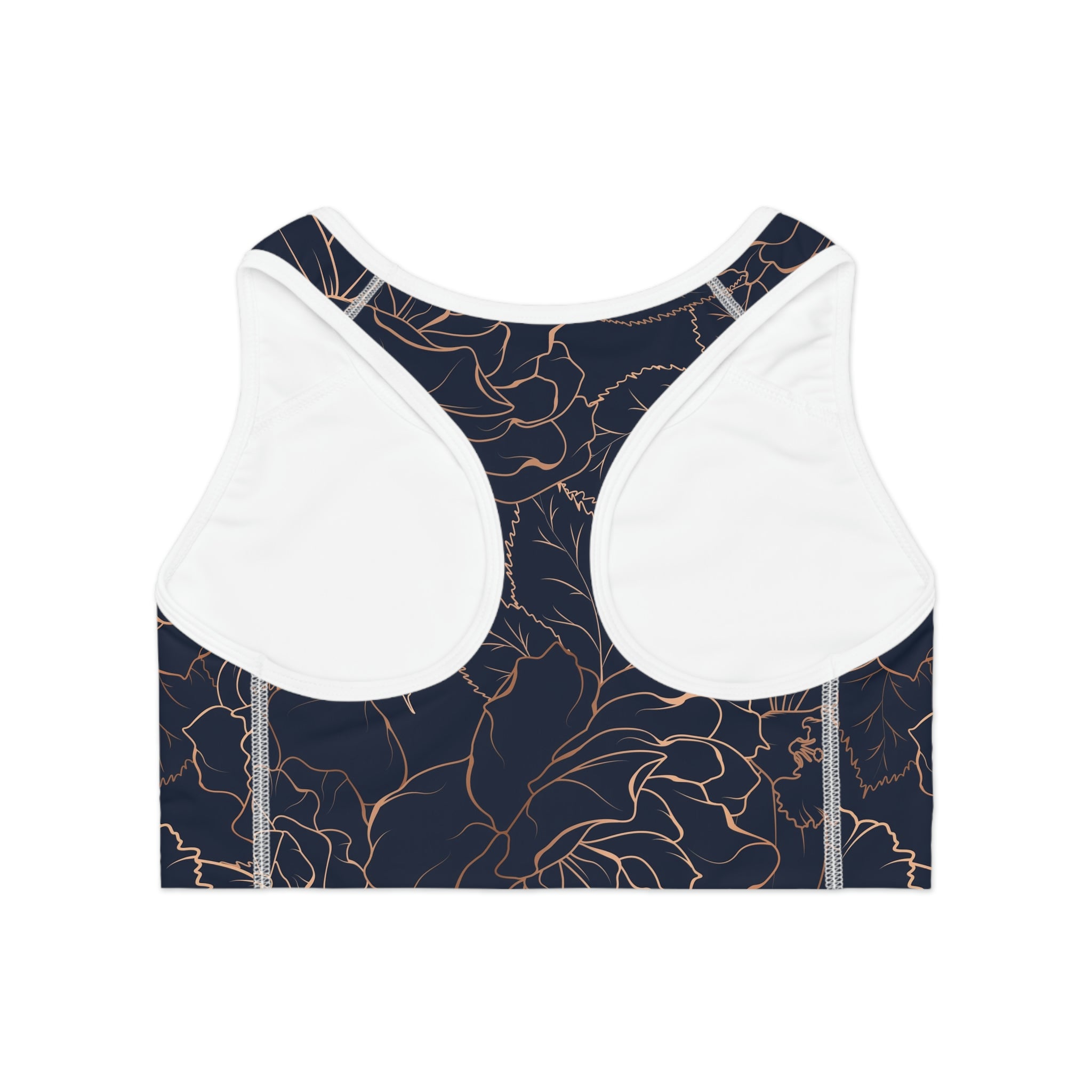 Rose Gold Floral Print Sports Bra